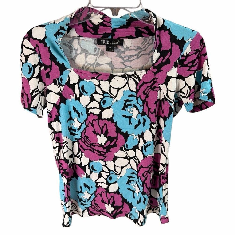 TRIBELLA Women’s Petite Small Floral Blouse Top Floral Boho Cottagecore